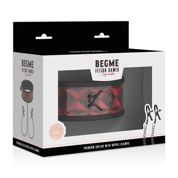 BEGME - RED EDITION COLLAR WITH NIPPLE CLAMPS WITH NEOPRENE LINING 7